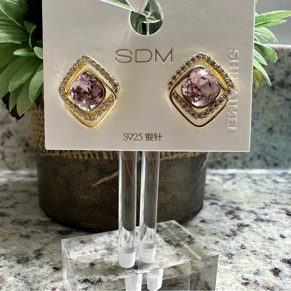 Women Purple Crystal Earrings
